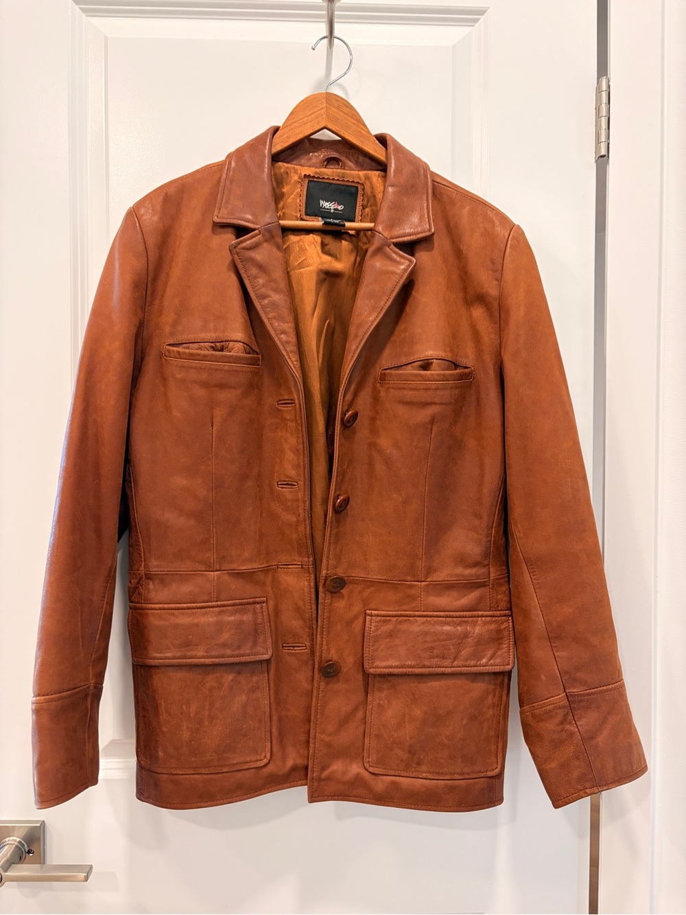 Vintage Mossimo Target Leather Jacket in Rich Cognac Brown